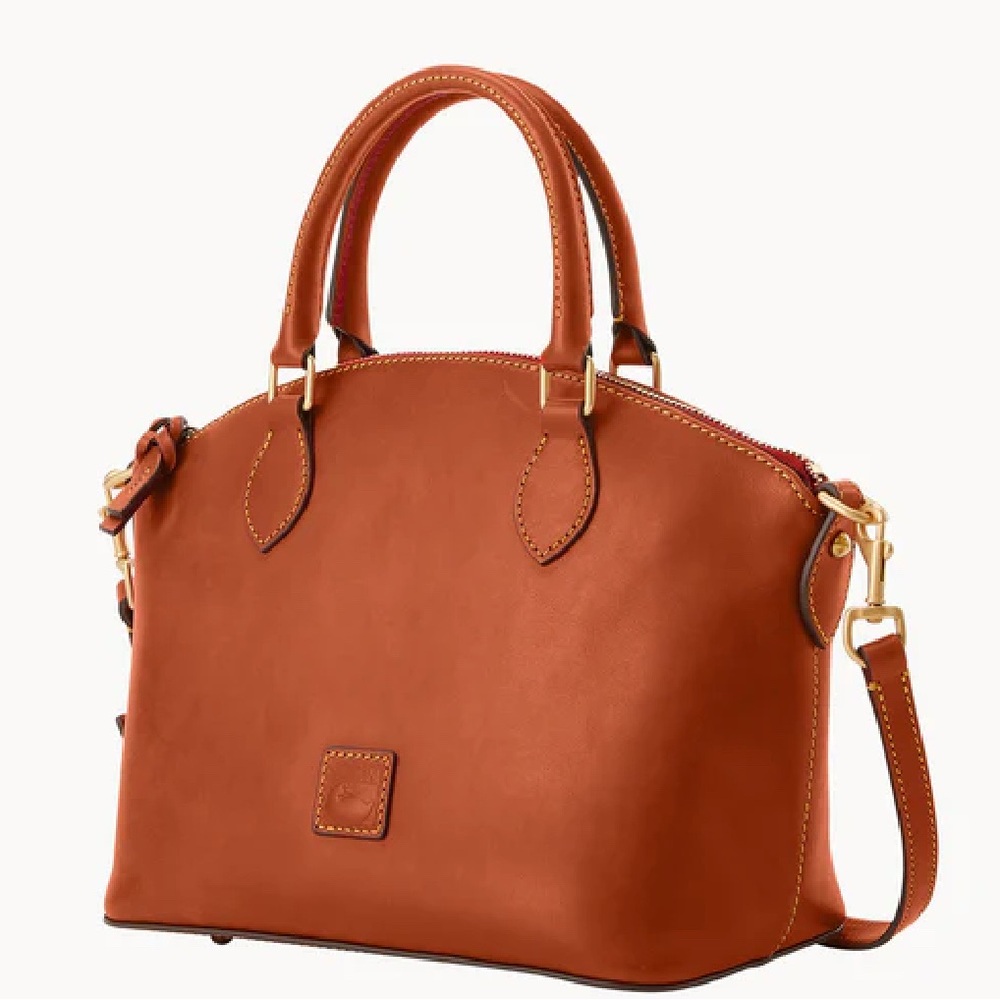 NWT Dooney & Bourke Florentine Geena Satchel Natural Brown Leather Satchel - Picture 2 of 6